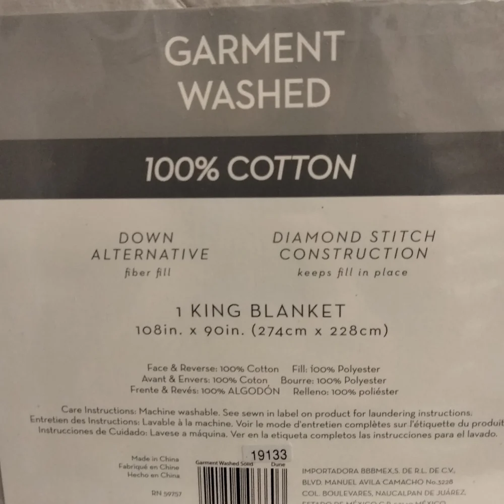 Garment Washed King‎ 100%Cotton  Down Alternative Light grey